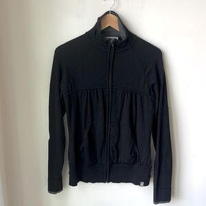 Smartwool 100% Merino Wool Full Zip Sweater Jacket Black Pockets Size XL Flaws*